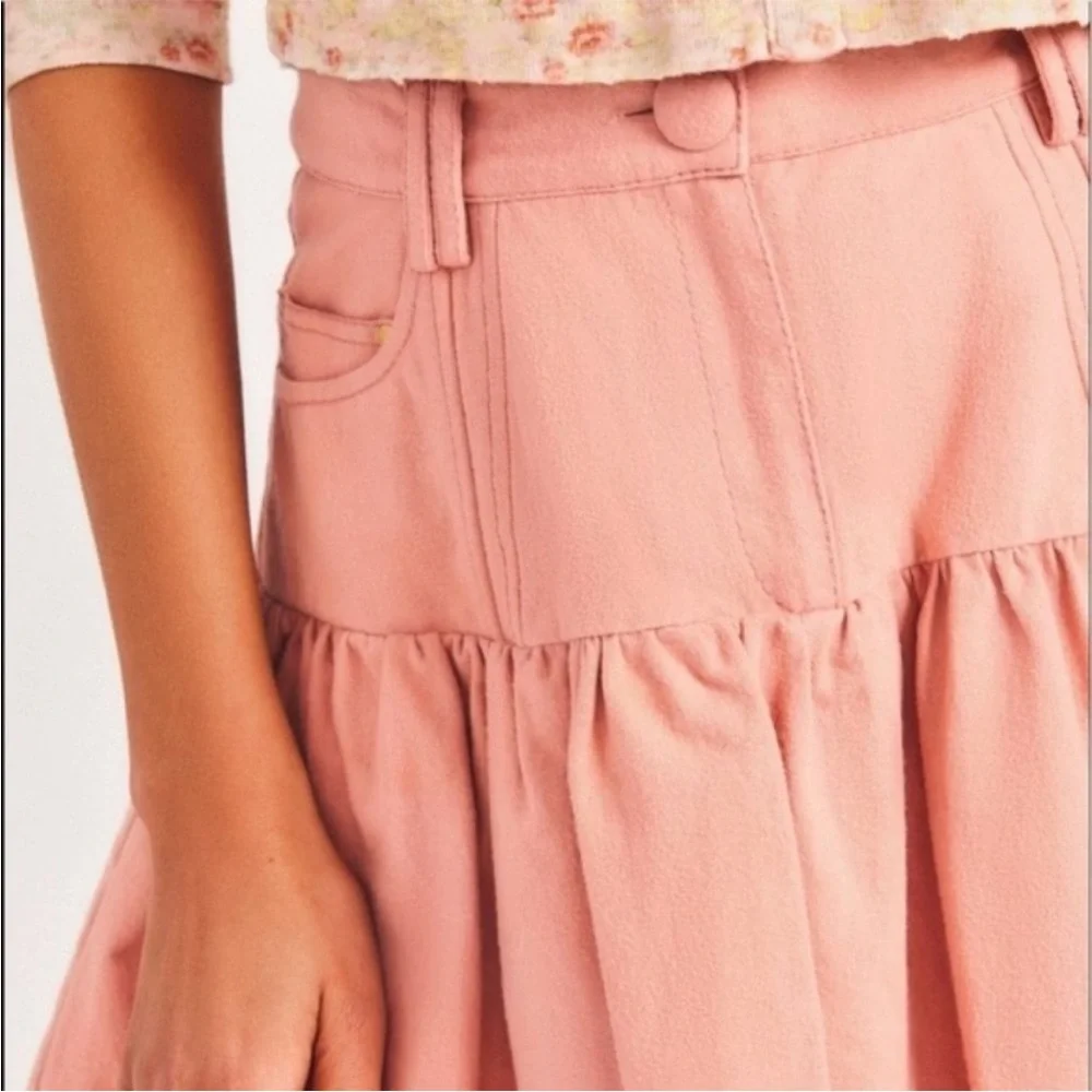 New LoveShackFancy Dock Mini Skirt Tuscany Pink Cotton 0 - Picture 8 of 12